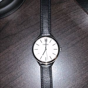 Black leather fossil watch